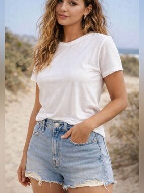 Madewell Perfect Jean Shorts Preppy Classic 25 High Rise Raw Hem Cutoff Denim